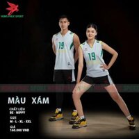 BỘ QUẦN ÁO BÓNG CHUYỀN KHÔNG LOGO BEYONO SPORT NOW BA LỖ XÁM – DỆT VIỆT NAM