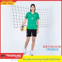 Bộ quần áo bóng chuyền Nữ Donex ACB-5136 Xanh lá phối đen