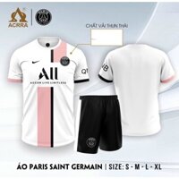 Bộ Quần Áo Bóng Đá CLB PSG Paris saint germain 2022 Sân Khách Màu Trắng Hồng quần đen thun thái 💋