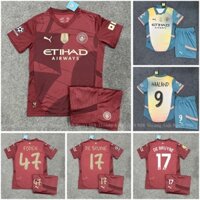 Bộ Quần Áo Bóng Đá CLB Manchester City Sân Khách 2024/2025- Vải Polyester Thái Gai Lưới