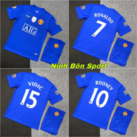 Bộ Quần Áo Bóng Đá CLB Manchester United 2008, Áo Đá Banh Mu AIG Retro 2008, Ronaldo - Vải Gai Thái Cao Cấp