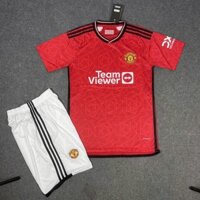Bộ quần áo bóng đá CLB Manchester United màu đỏ sân nhà mùa giải 2023 vải thun thái thấm hút mồ hôi chuẩn thi đấu