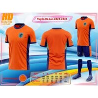 Bộ Quần Áo Bóng Đá, Đồ Đá Banh Đội Tuyển Hà Lan Cam 2024 - Vải Thun Mè Cao Cấp Thoáng Mát, Logo Thêu - Captain SportX