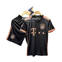 Bộ quần áo bóng đá, Đồ Đá Banh Bayern Munich Đen 2023 2024, Thun lạnh cao cấp, Không nhăn Không xù lông POWERSPORT