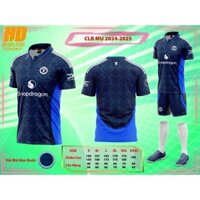 Bộ Quần Áo Bóng Đá, Đồ Đá Banh MU Xanh Đen 2024 2025 - Vải Thun Mè Cao Cấp Thoáng Mát, Logo Thêu - Captain SportX