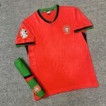 Bộ quần áo bóng đá đội tuyển Bồ Đào Nha đỏ 24-25 vải thun lạnh thể thao chuyên dụng