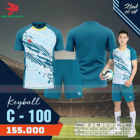 BỘ QUẦN ÁO BÓNG ĐÁ KHÔNG LOGO KEYBALL C-100 XANH CỎ VỊT