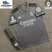 Bộ quần áo bóng đá Real Madrid xám sân khách mẫu thứ 3 - Bản ĐKVĐ C1 - Vô địch lần thứ 15 ( 2025 )