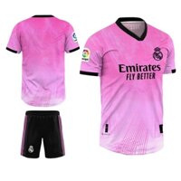 BỘ QUẦN ÁO BÓNG ĐÁ REAL MADRID MÀU HỒNG ĐEN