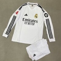 Bộ quần áo bóng đá Real trắng sân nhà mới 2025 DÀI TAY -FLG Laliga