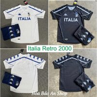 Bộ Quần Áo Bóng đá Retro Italia màu trắng đen vải thái cao cấp