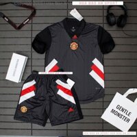 Bộ Quần Áo Bóng Đá Training Mu Màu đen phong cách Retro mùa giải 2021/22- Vải gai thái chuẩn áo thi đấu phom 43-90kg