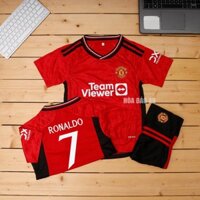 Bộ Quần Áo Bóng Đá Trẻ Em CLB Manchester United mùa giải 2022/23 Sân Nhà Màu Đỏ Quần Đen - Vải Thái Cao Cấp