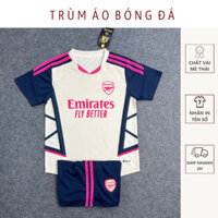 Bộ quần áo bóng đá trẻ em CLB Arsenal Be Hồng vải mè thái nhận in tên số theo yêu cầu