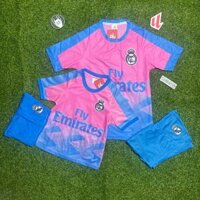 Bộ quần áo bóng đá trẻ em đồ đá banh trẻ em CLB Real hồng D