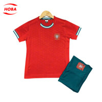 Bộ quần áo bóng đá trẻ em đồ đá banh cho bé trai gái vải thun lạnh Bồ Đào Nha đỏ 25/26 JP