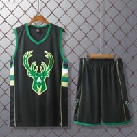 Bộ quần áo bóng rổ NBA - Milwaukee Bucks - Bộ đồ bóng rổ trơn không số hàng đẹp