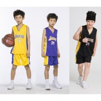 Bộ Quần Áo Bóng Rổ NBA Los Angeles Lakers Số 24 Kobe Bryant 3 Màu Thời Trang Cho Bé