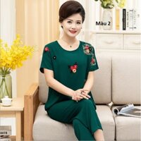 Bộ quần áo chất lanh mát mặc nhà cho mẹ