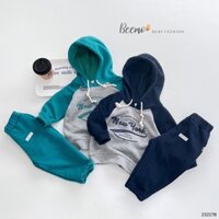 Bộ quần áo cho bé, set bộ hoodie phối tay in chữ New York bé trai  Beemo 1 đến 7 tuổi cùng quần nỉ bo chun gấu giữ ấm