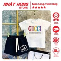 Bộ quần áo cho bé trai hình GUCCI 7 MÀU , set áo phông quần short trẻ em size từ 10-63kg - NH44