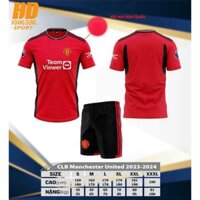 Bộ quần áo CLB MU (màu đỏ viền đen) 2023 - 2024 thun mè Hàn Quốc cao cấp 7 SPORT