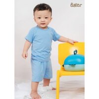 Bộ quần áo cộc cài chéo màu trơn Astar vải cotton rayon cho bé trai, bé gái 9 tháng đến 6 tuổi