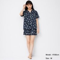 Bộ quần áo cộc pyjama nữ in hình xương rồng dễ thương của GU - Nhật Bản
