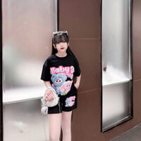 Bộ Quần Áo Cộc Tay Bé Gái 30-40kg. Hình Babythree Dễ Thương