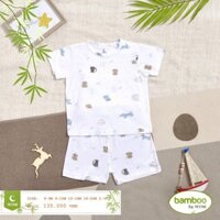Bộ quần áo cộc tay cho bé chất vải bamboo hãng Moon cực mát (Ms1)
