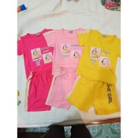 Bộ quần áo cộc tay cho bé gái mùa hè