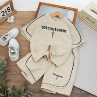 Bộ quần áo cộc tay cho bé thêu chữ Bort từ 19-54kg