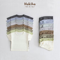 Bộ quần áo cộc tay cho bé trai bé gái Hokiha phối túi chất cotton bozip mềm mịn, co giãn từ 8-17kg B75