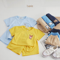 Bộ quần áo cộc tay cho bé trai gái Borie in họa tiết ở ngực chất liệu cotton lạnh A005
