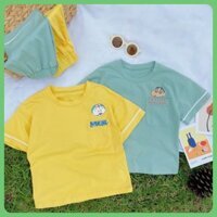 Bộ quần áo cộc tay cho bé trai chất liệu cotton in hình doraemon thoáng mát thấm hút mồ hôi