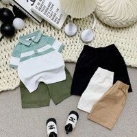 Bộ quần áo cộc tay cho bé trai áo Polo và quần Kaki siêu đẹp phong cách Hàn Quốc - Size từ 10-35kg