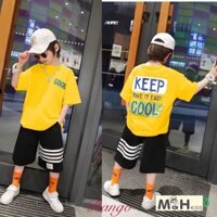 Bộ Quần Áo Cộc Tay In Chữ KEEP COOL Size Nhỡ Cho Các Bé Lớn Bao Ngầu