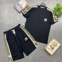 Bộ Quần Áo Cộc Tay In Chữ Phối Vai Wang Wang Cotton Thoáng Khí