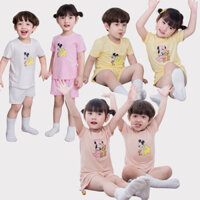 Bộ quần áo cộc tay Mickey cho bé, bộ cộc tay vải tre bamboo cotton in hình cute co giãn 4 chiều, thoáng khí, không nhăn