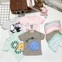 Bộ quần áo cộc tay MK KID cho bé trai bé gái chất thun lạnh họa tiết Động Vật xinh xắn mềm mịn mặc cực mát mùa hè