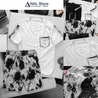 Bộ Quần Áo Cộc Tay Nam Thời Trang, Áo Chất Liệu Cotton Tổ Ong Quần Phối Gấm Phong Cách, Mát Mẻ Hal.Store