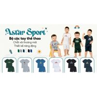 Bộ quần áo cộc thể thao Astar chất vải poly cool mát mẻ, thoáng khí cho bé từ 12 tháng đến 7 tuổi