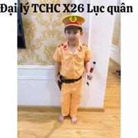 Bộ quần áo cong an giao thông trẻ em đầy đủ phụ kiện 8-30kg