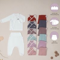 Bộ quần áo Cookie cài lệch sơ sinh không đường may sườn chất cotton tăm mềm cho bé COO231202 Baby Born shop