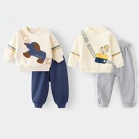 Bộ Quần Áo Cotton Da Cá Mềm Mịn Hình Thú Xinh Cho Bé, Bộ Đồ Dài Tay Cho Bé Trai Bé Gái, Quần Áo Thu Đông Cho Bé 4-18kg