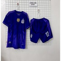 Bộ quần áo đá banh ĐTQG Argentina sân khách worlcup 2022 logo thêu vải spf thái cận player logo thêu