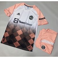 Bộ quần áo đá banh MU Trắng hồng vải thun mè CV