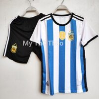 Bộ quần áo đá banh size bé đội tuyển bóng đá argentina cỡ nhỏ cho trẻ em sân nhà 3 sao vải mè thái