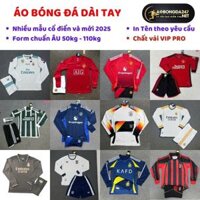 Bộ quần áo đá bóng dài tay, đồ đá banh in tên số theo yêu cầu, đầy đủ logo ntt, hàng cao cấp, form âu