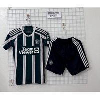 Bộ Quần Áo Đá Bóng MU 23/24 XANH RÊU FOMR ÂU Chất Vải Gai Thái Cao Cấp logo Thêu